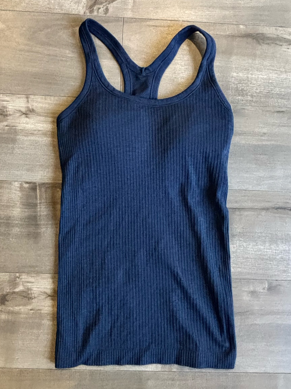 Lululemon Ebb to Street Tank Top Ribbed Navy Blue Built-in Bra Size 2